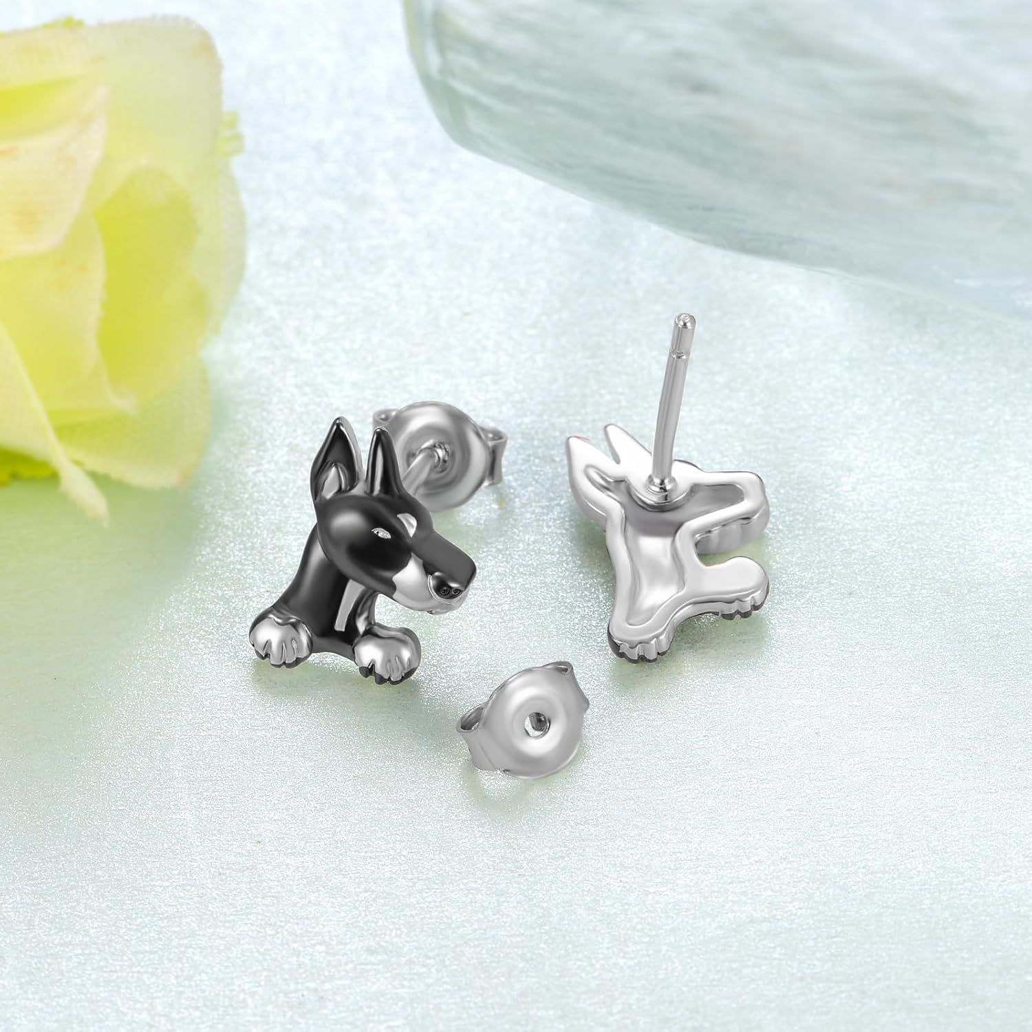 Sterling Silver Dog Stud Earrings - Cute Animal Jewelry Gifts for Women & Girls - Image 3