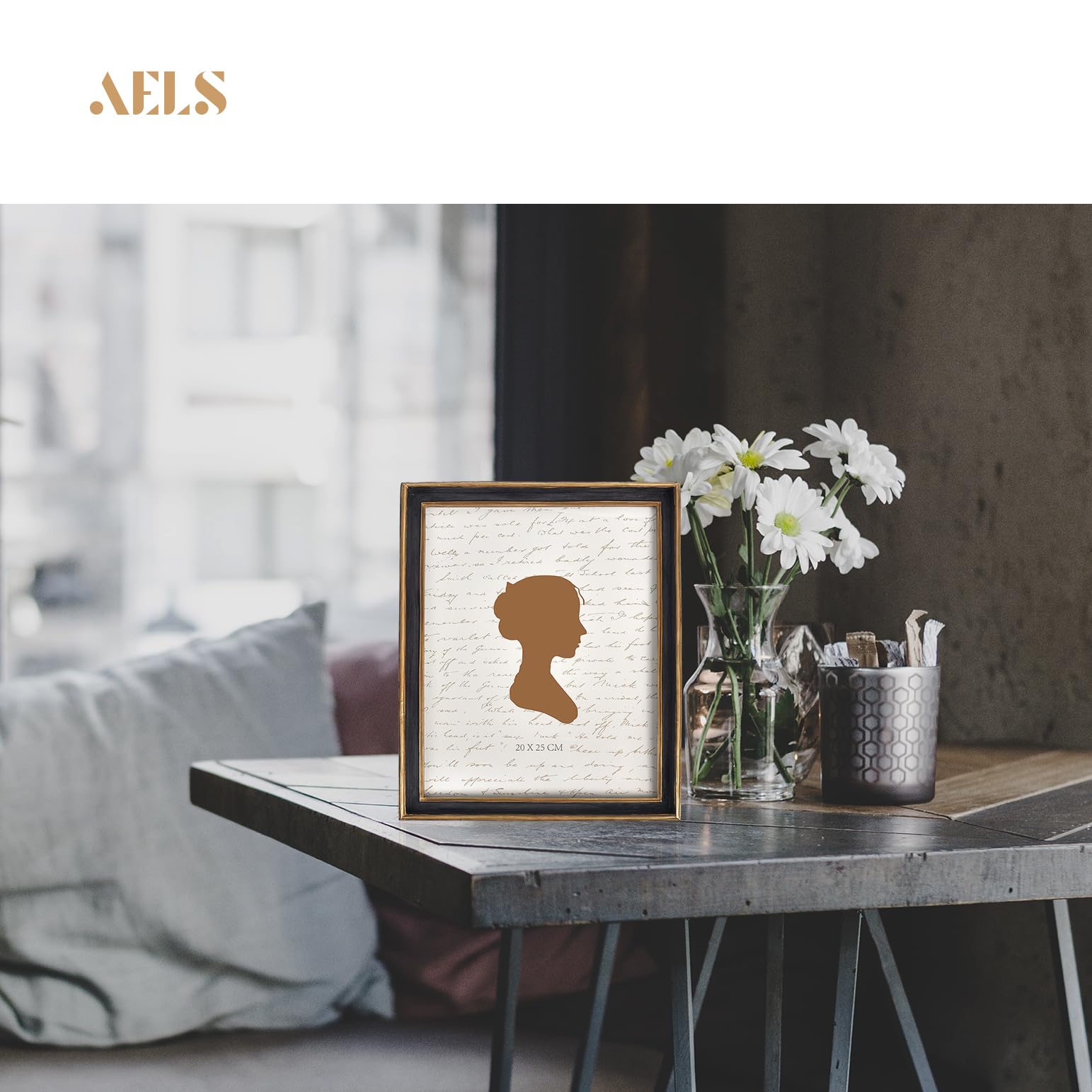 AELS Ramka na zdjęcia w stylu vintage, elegancka antyczna ramka na zdjęcia ze szklanym przodem, ekspozycja na zdjęcia, wisząca na ścianie, pomysły na prezent, czarna ze złotym wykończeniem
