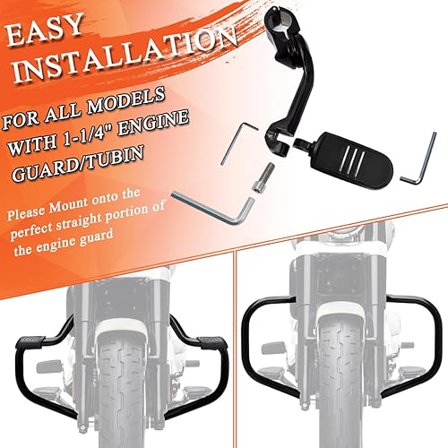 Miniatura 5 de FOVPLUE Estriberas de carretera de 1.25 pulgadas, clavijas ajustables en ángulo largo con soportes para Harley Touring Street Glide Electra Glide