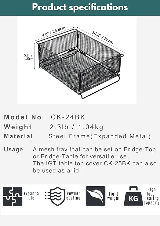 camping moon IGT Mesh Box Bridge Table Tray Storage Case CK-24BK