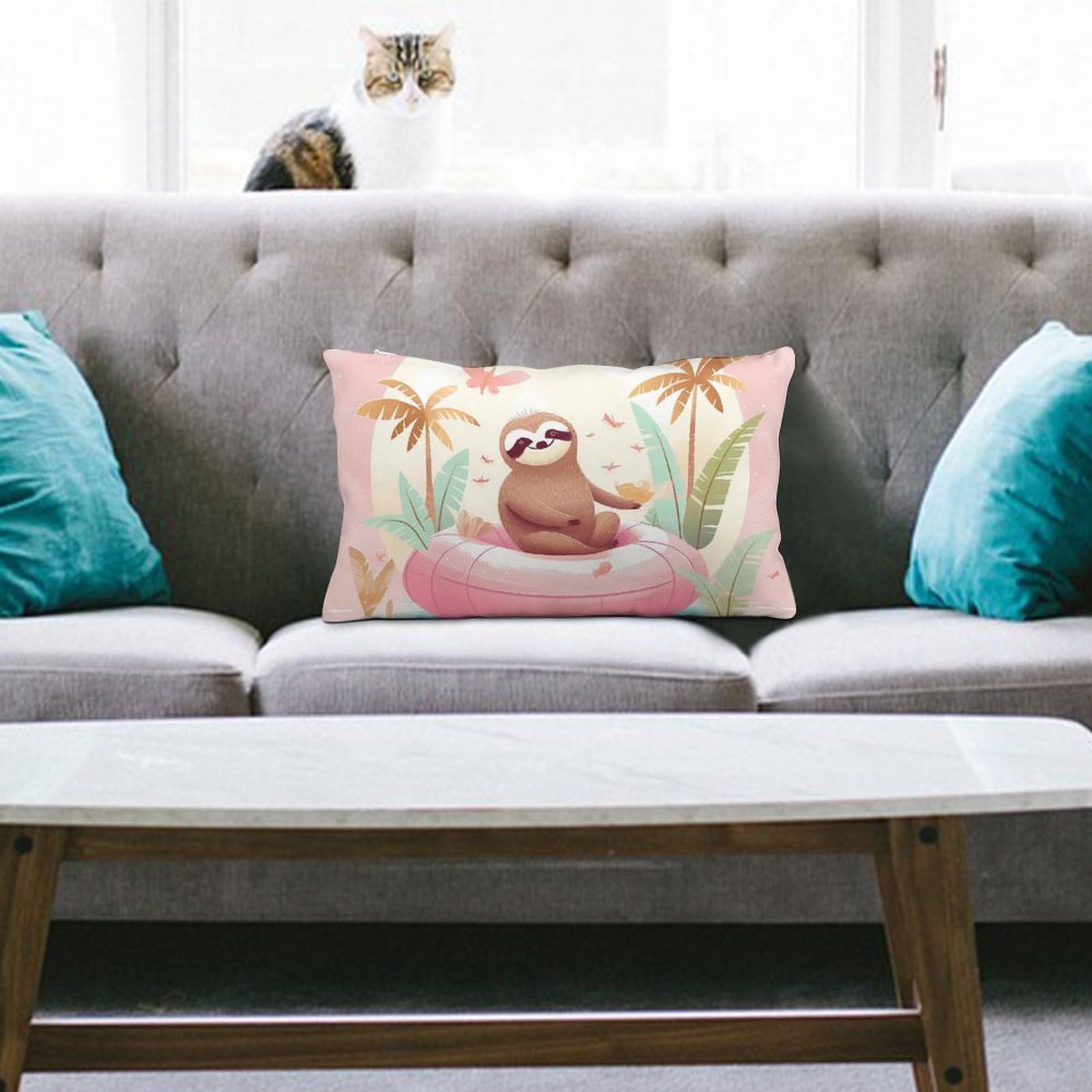 NTVOWPZO Decoration Throw Pillow Covers 8"x12" Pillowcases Covers Sloth Flamingo Soft Pillowcases Modern Farmhouse Home Decor Sofa Cushions Covers for Couch Bed Living Room