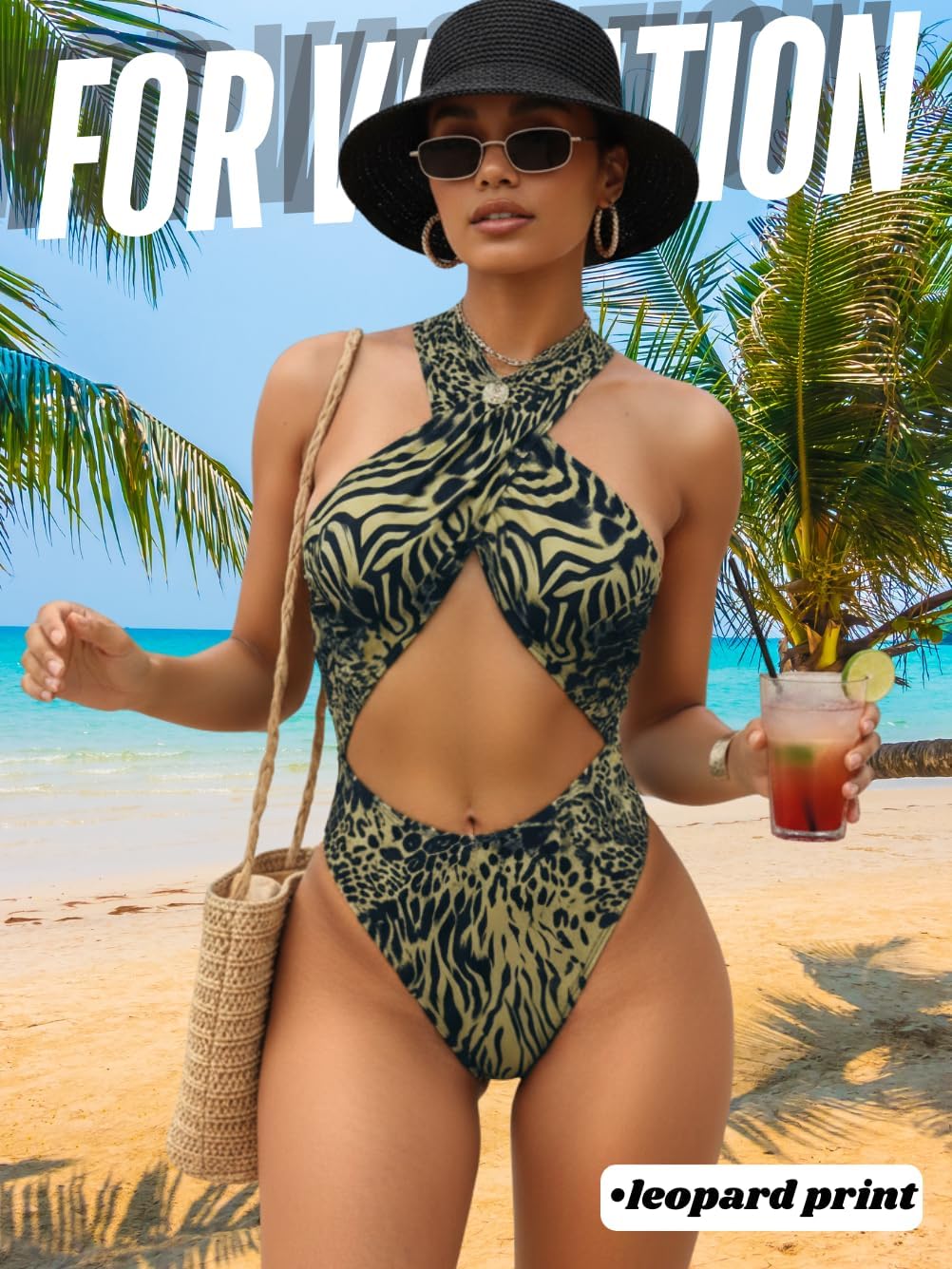 Womens Sexy Halter Monokini, Criss-Cross Underboob, One Piece High-Cut Thong Swimsuit Beach Pool Party Size S-XXL - Image 2