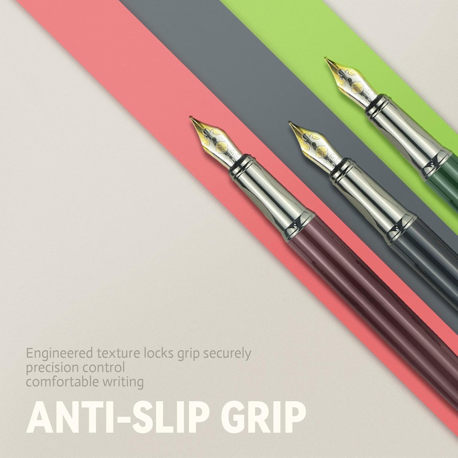 YUNCHUN Fountain Pens Set for Writing, Fancy Medium Nib Ink Pens of Morandi Color with 5 Black and 5 Blue Refills Cartridges, Best Pen Gift Set for Men & Women, Office Professional Pen for Work, Gray - Image 7