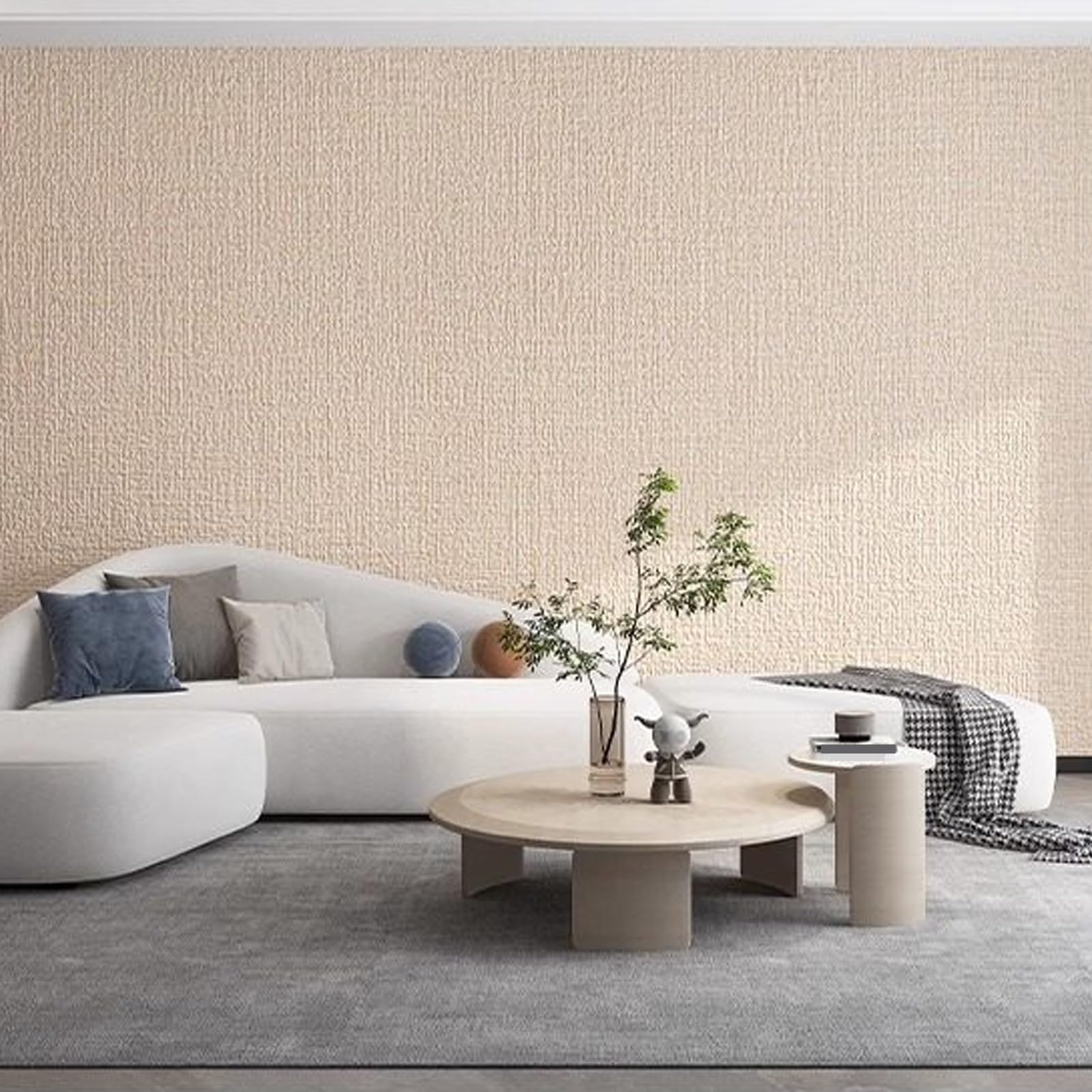 Papier peint isolant thermique marron en rouleau texturé lin 50x4000cm pour mur