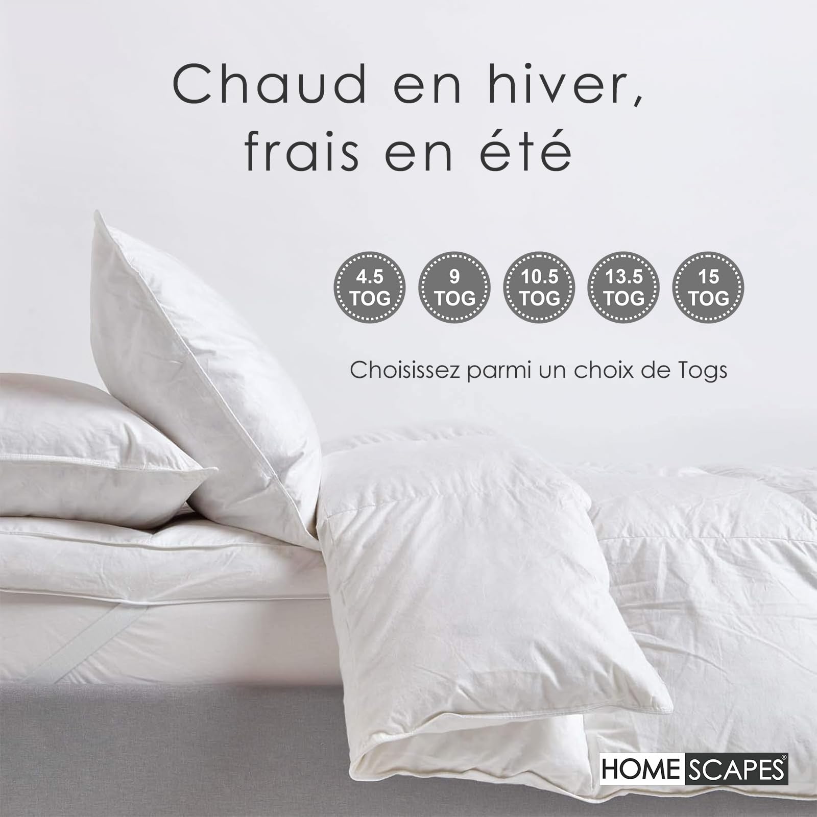 HOMESCAPES Couette été 150x200 cm, Couette légère en Plumes et Duvet de Canard, 4.5 Tog