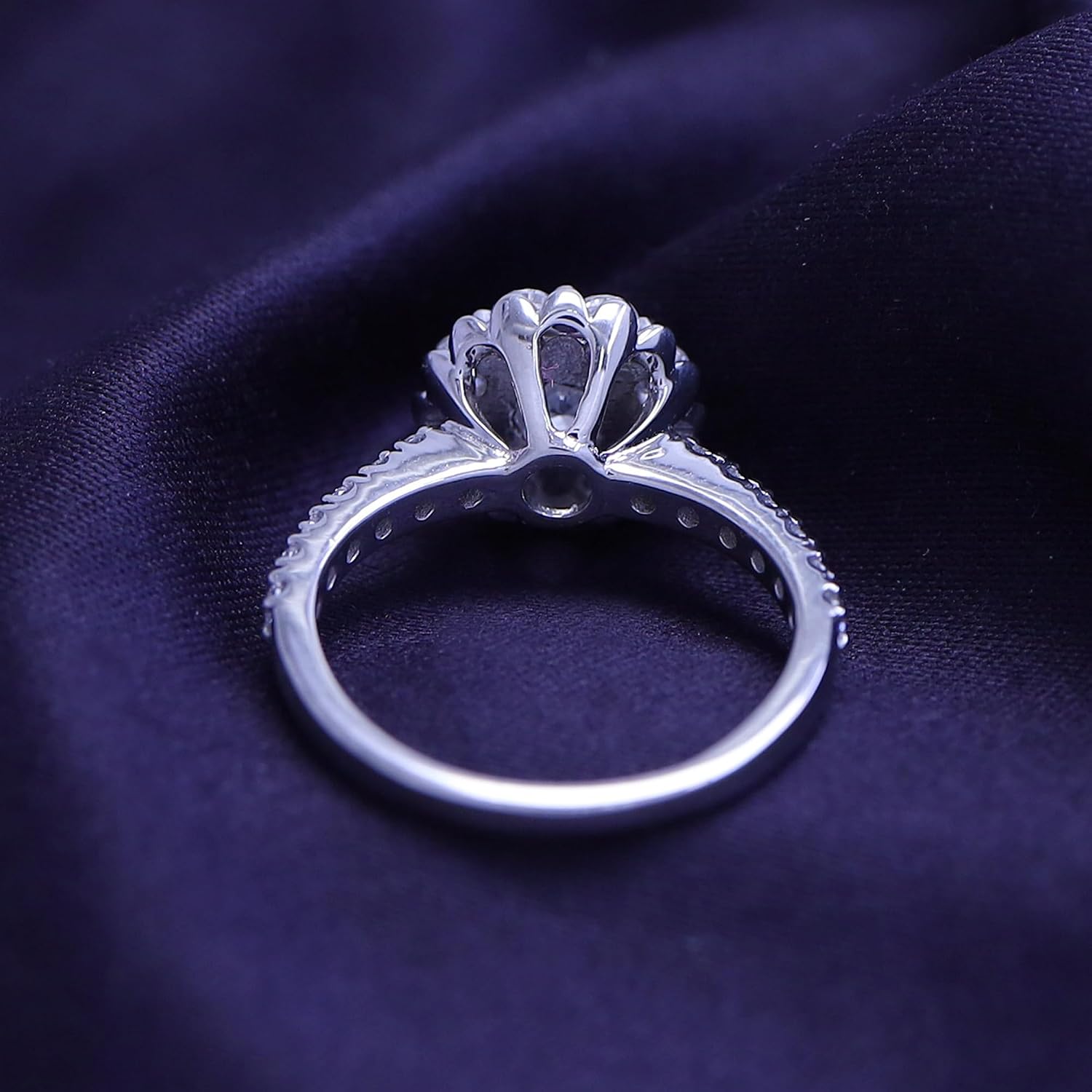Halo Engagement Ring For Women Round Cut Sparkling White Cubic Zirconia Cluster Floral Style Bridal Promise Ring in 14k Gold Plated Sterling Silver Jewelry for Her
