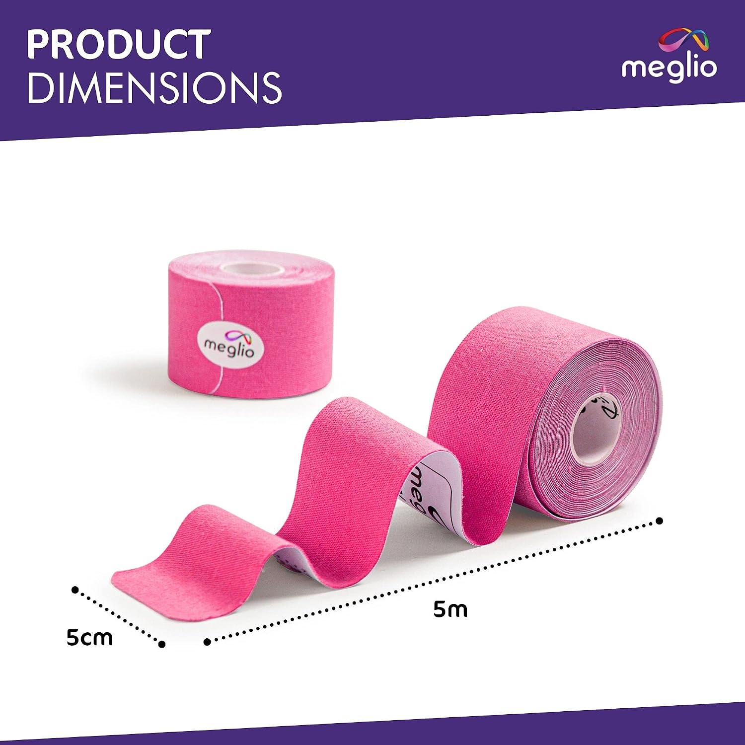 Meglio Kinesiology Tape, Uncut 5m Roll Sports Tape Strapping for Injuries Support Muscle Tape, K Tape, Physio Tape - Image 4