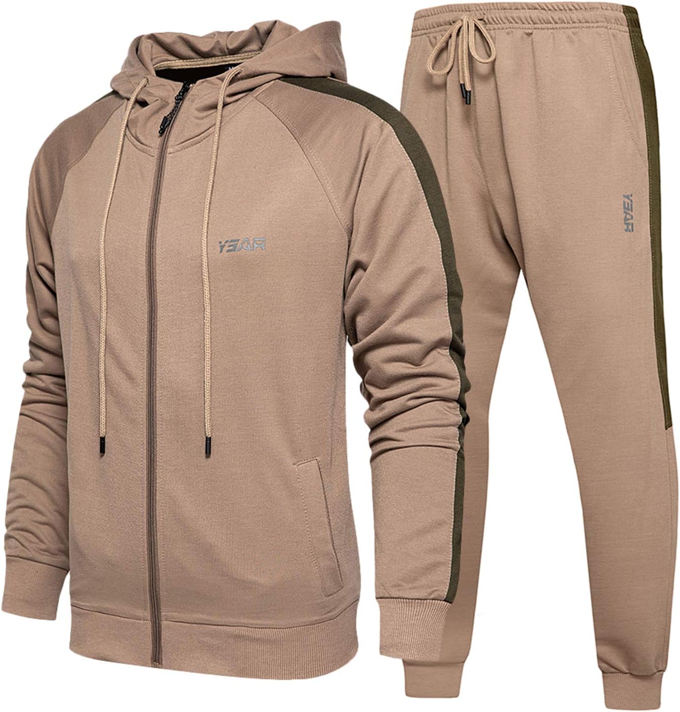 Men's Casual Tracksuit Long Sleeve Full-Zip Running Jogging Sports Jacket and Pants