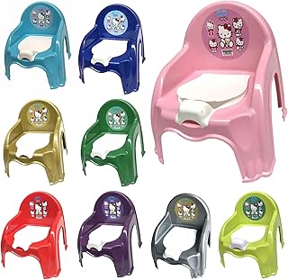 Kids Potty Toilet Training Seat Chair Toddler Infants, Children, Baby Trainer Portable Potty Great for Travel Boys and Girls with Removable Lid Backrest and Handle (Grey)