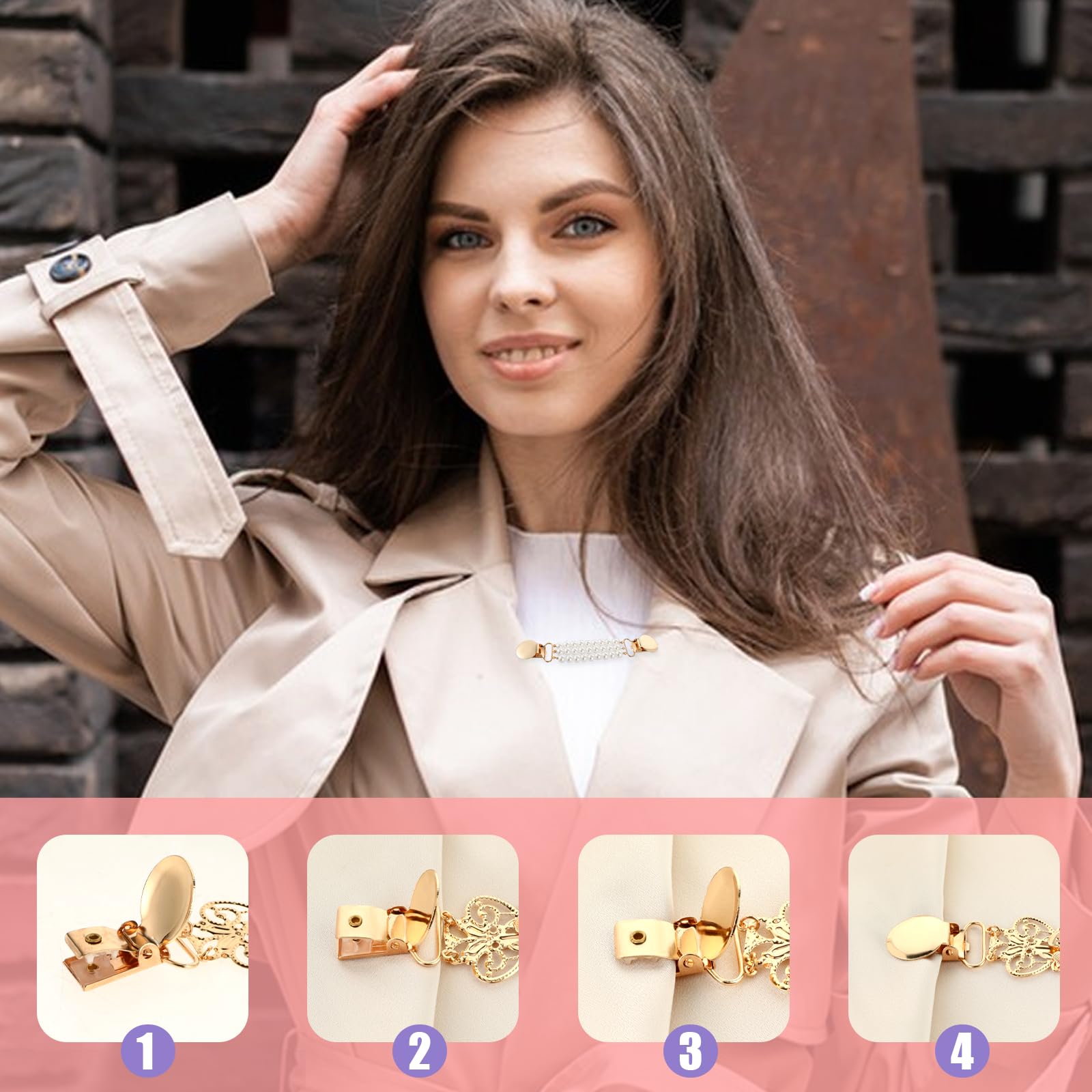 Lot de 4 pinces à dos vintage pour vêtements de femme et fille