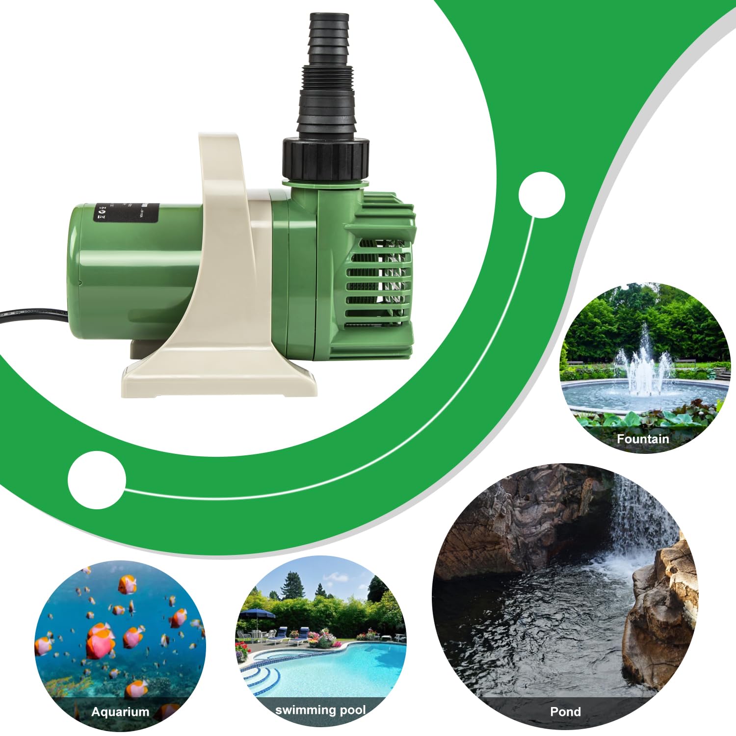 Prostormer Pompa sommergibile per laghetto da 1/10 HP, 3300 GPH ad alto flusso con altezza di sollevamento di 2,7 m, pompe da giardino, per stagni, fontane, cascate, idroponica, acquari