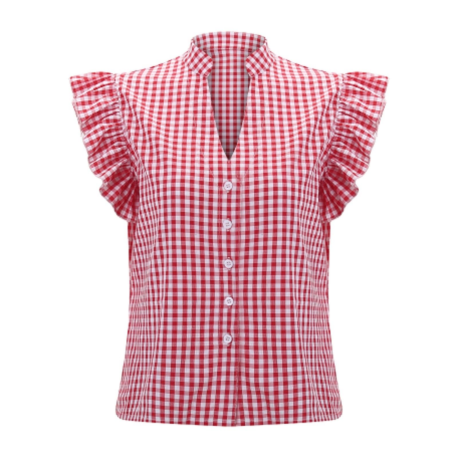 Chemisier traditionnel pour femme - Pour la fête de la bière - Vintage - Cintré - Mode traditionnelle - Chemise à carreaux - Style campagnard - Chemise de bûcheron élégante - Chemisier bavarois