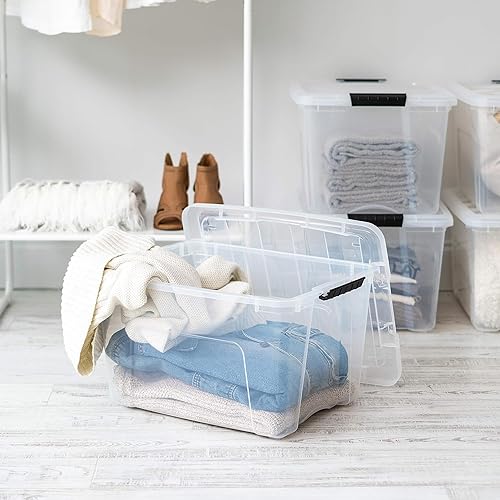 Vista 75 de IRIS USA - Caja de almacenamiento de plástico de 19 cuartos de galón con tapa y pestillos – Paquete de 4 – sin BPA, solución de organización