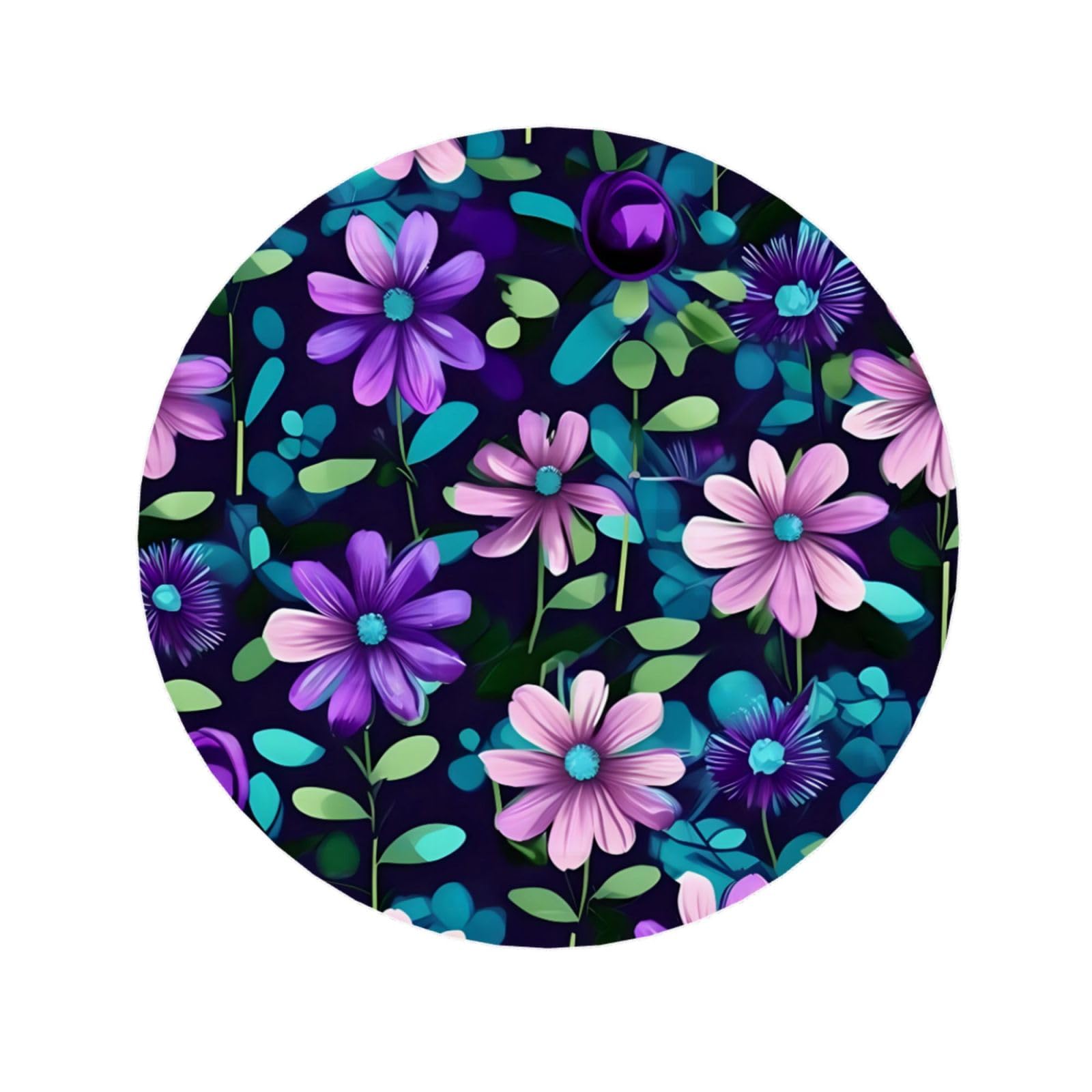 Round Purple Camellia Pattern Magnets 2.2 in - Acrylicï¼Œ Strong & Non Scratch for Fridge,Locker,Office & Kitchen Deco