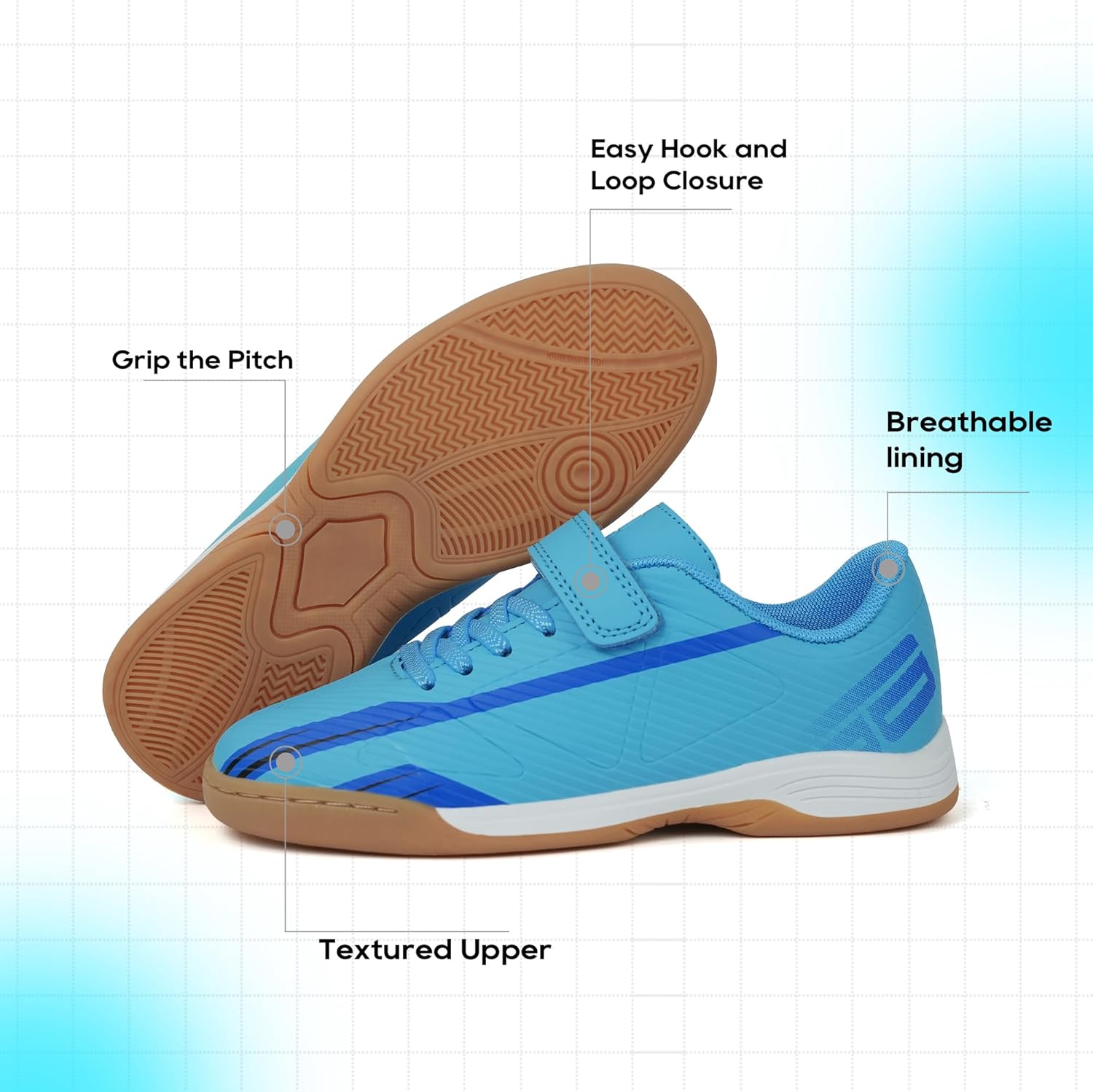 brooman Kids Indoor Soccer Shoes Boys Girls Futsal Soccer Sneakers - Image 3