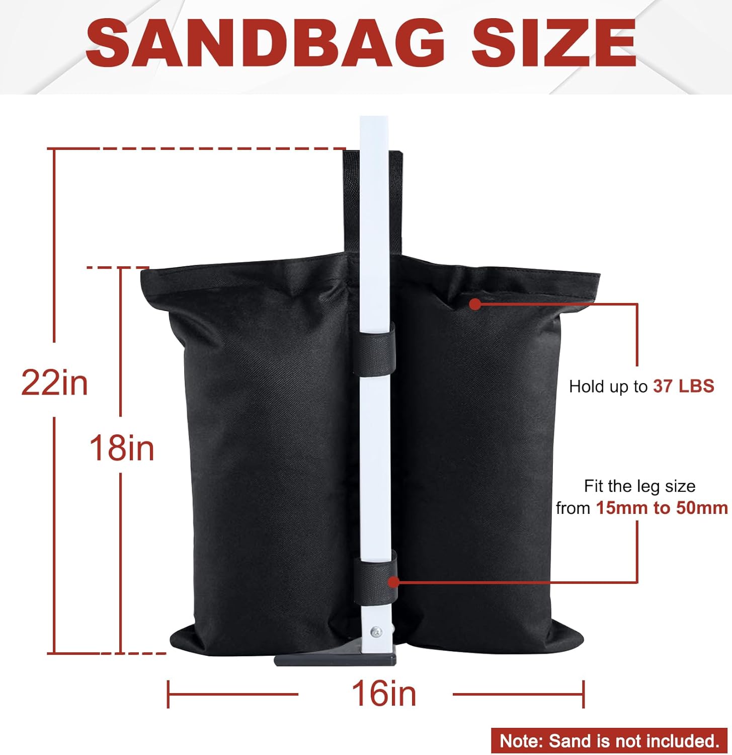 ABCCANOPY Canopy Weights 150 LBS Gazebo Tent Sand Bags,4-Pack Black (Without Sand)