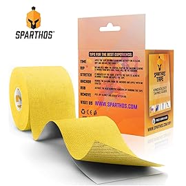 Sparthos Kinesiology Tape - Incredible Support for Athletic Sports and Recovery - Free Kinesio Taping Guide! - Shoulder Ankle Rock Back Blister Knee Muscle Pain Wrap - Uncut (Sunny Yellow)