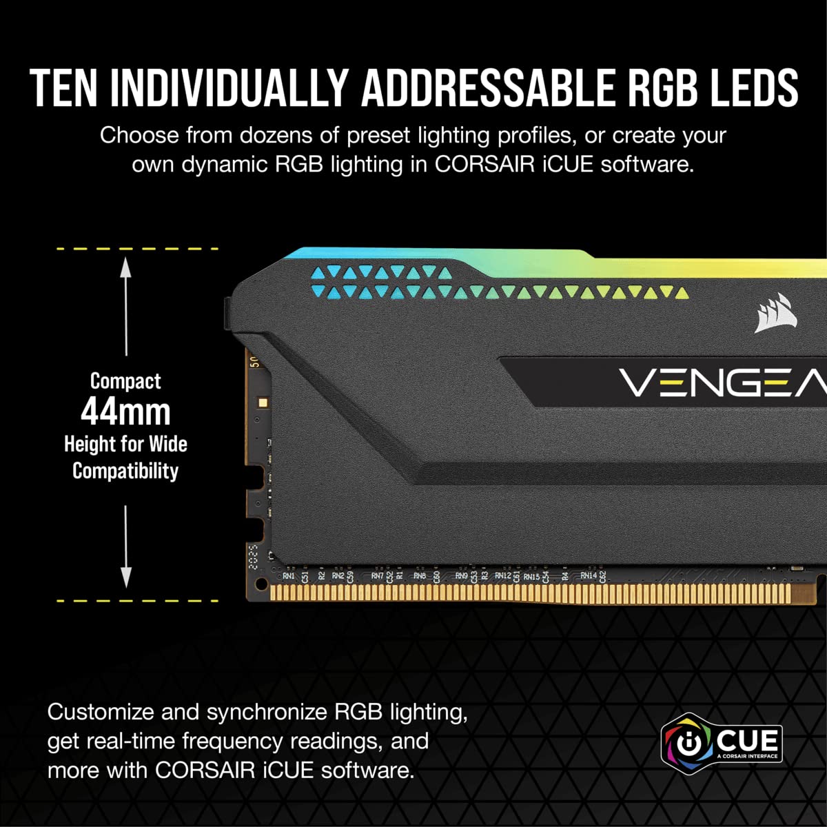 Corsair Vengeance RGB PRO SLB (2x16GB) DDR4 Bis zu 3200MHz (PC4-25600) C16 1.35V Optimized for AMD Ryzen - Schwarz – Bild 4