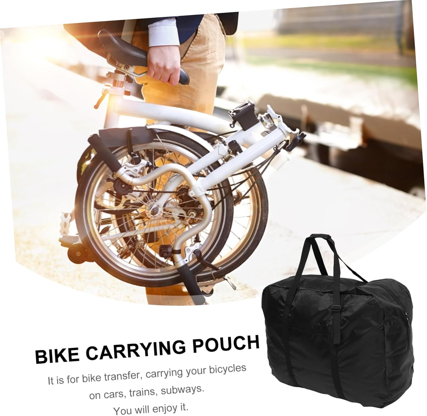 Foldable Bike Storage Bag for Electric Mountain Carrying Pouch Versatile Tote Backpack for Travel and Convenient Cycling Accessory