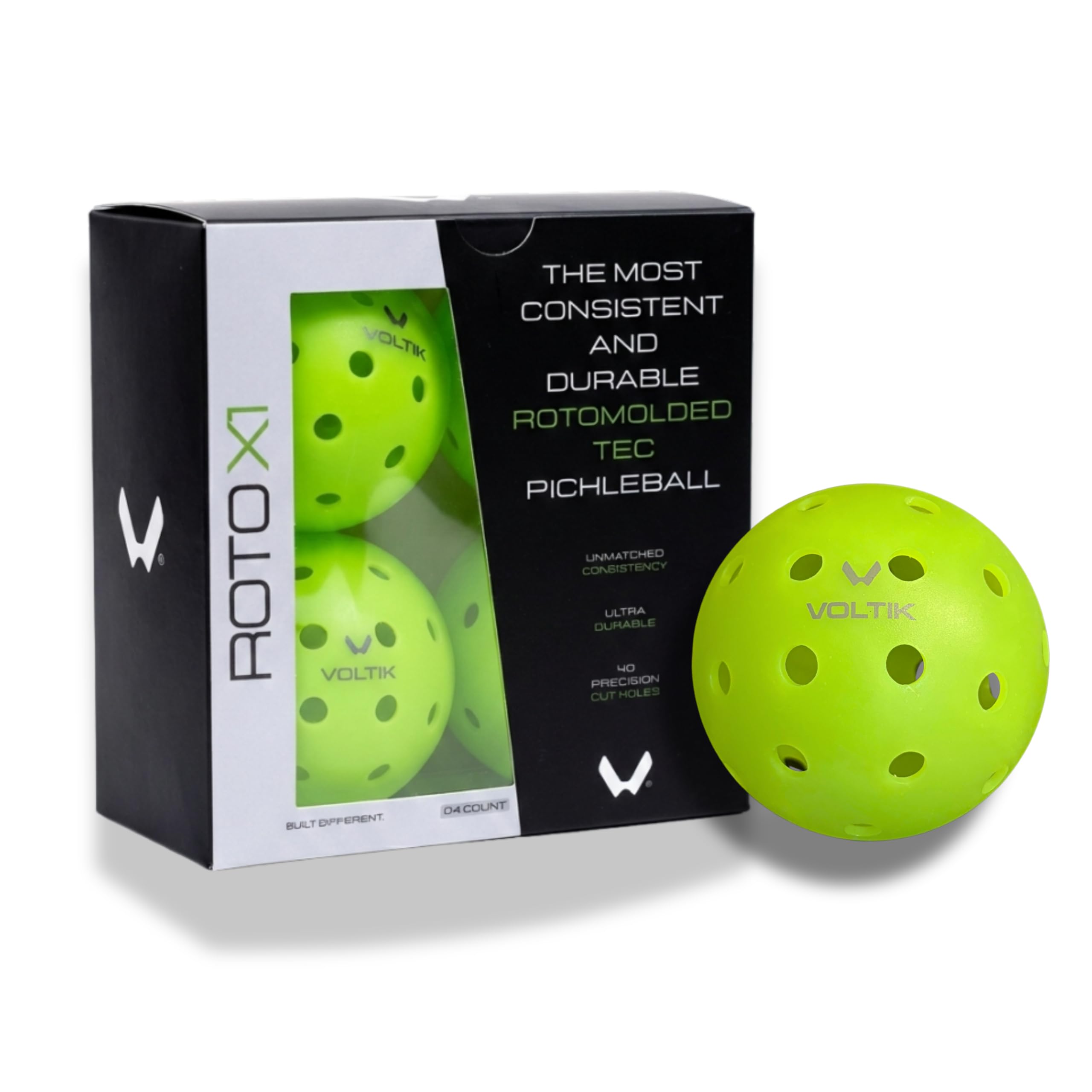 VOLTIK Roto X1 Outdoor Pickleballs – USAPA Approved Tournament Balls – 40-Hole Rotomolded One-Piece Construction for Extreme Durability – Neon High-Visibility – 1-Year No-Crack Warranty (Pack of 4)-picture-21