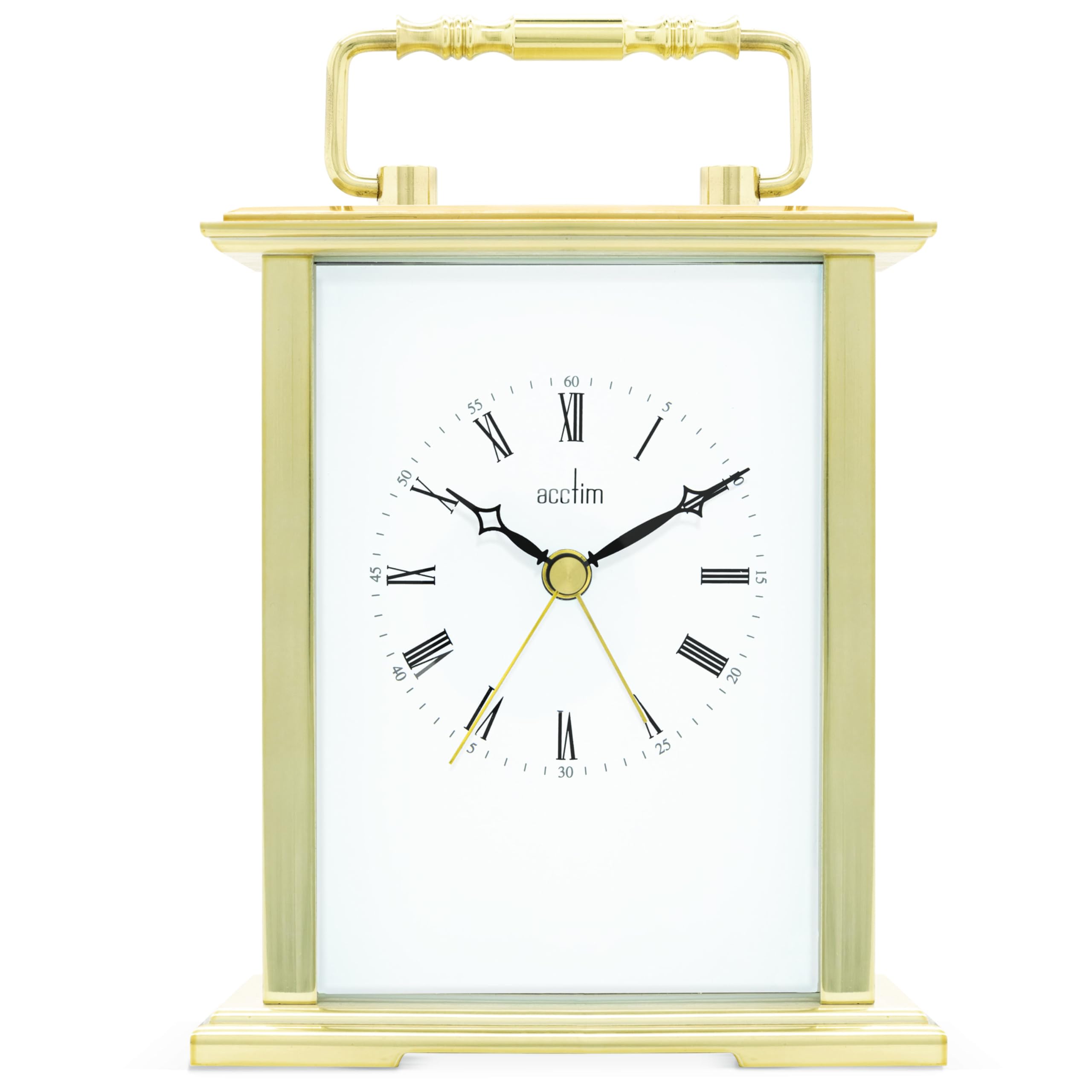Acctim Gold Gainsborough Mantel Clock Quartz Polished Metal Carriage Clock Energy Efficient Movement 36518
