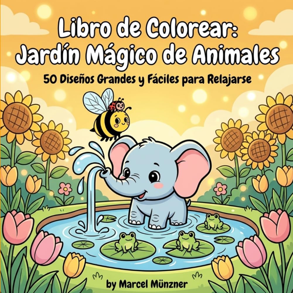 Libro para Colorear de Jardines y Animales | 50 Diseños Grandes y Fáciles | Relajación y Antiestrés: Flores, Animales Adorables y Jardines Tranquilos ... | Para Adultos, Mayores y Adolescentes