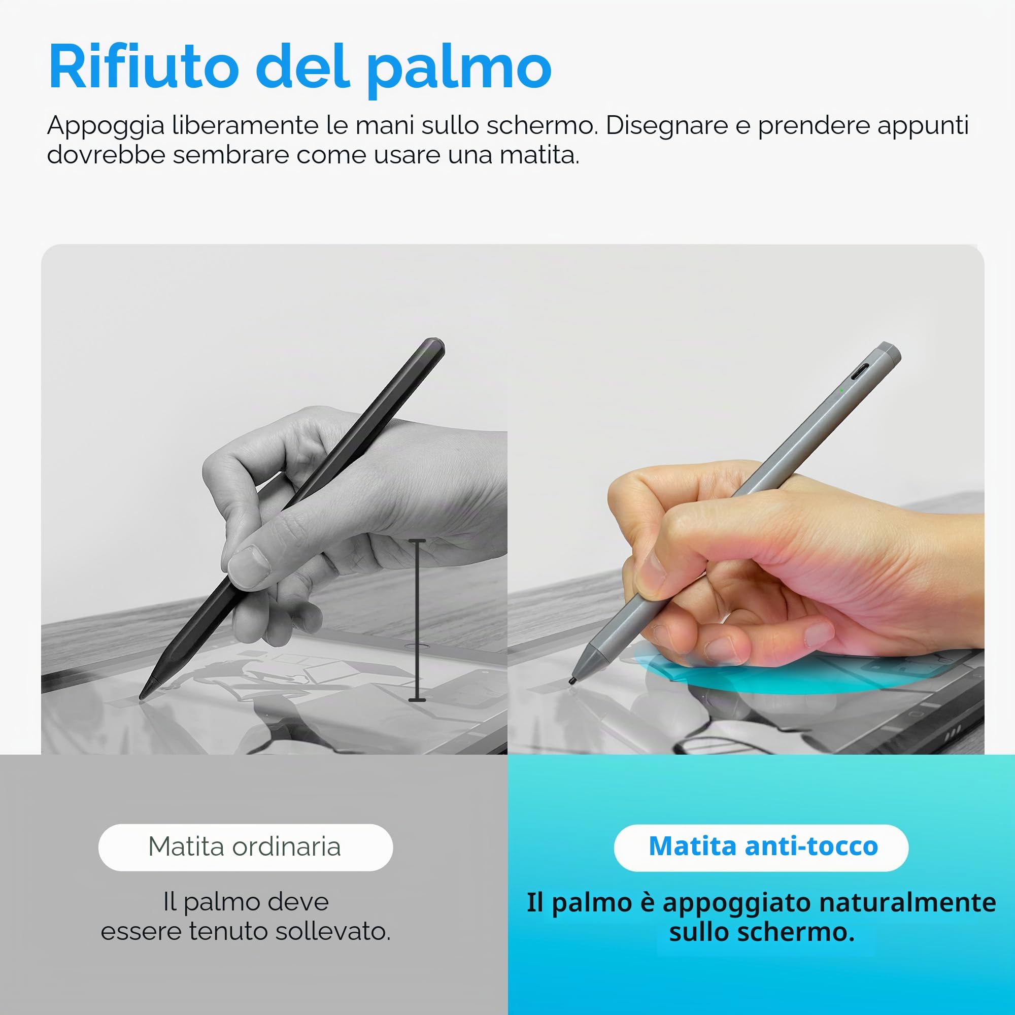 USI 2.0 Penna stilo, 4096 livelli di pressione stylus pen per Amazon Fire Max 11 / Fire HD 10 / Google Pixel Tablet/HP/ASUS/Acer/Lenovo alcuni modelli di Chromebook