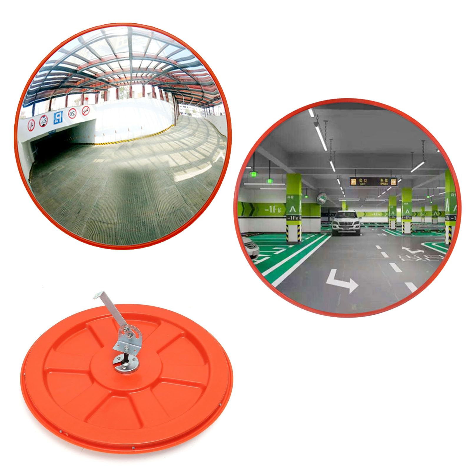 Specchio Convesso di Sicurezza, Specchio Stradale da 60 cm, Specchio Convesso per il Traffico Specchio Parabolico Stradale Specchio Grandangolare Regolabile per Strada e Garage per Interni ed Esterni