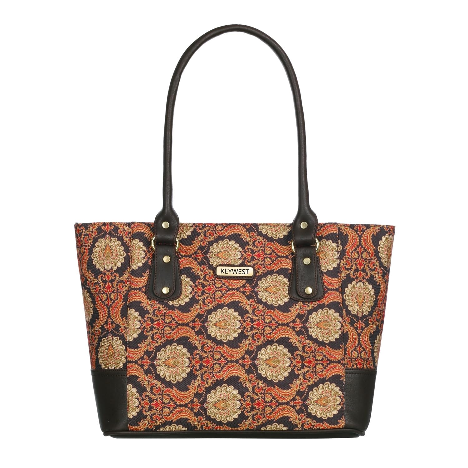 Women's Jute Print Office Bag | Stylish Bags for Office Use | Laptop Bag 15.6 inch | Stylish Tote for Office Use | Purse for Women | Vegan Leather Handbag | Daily & Travel Use