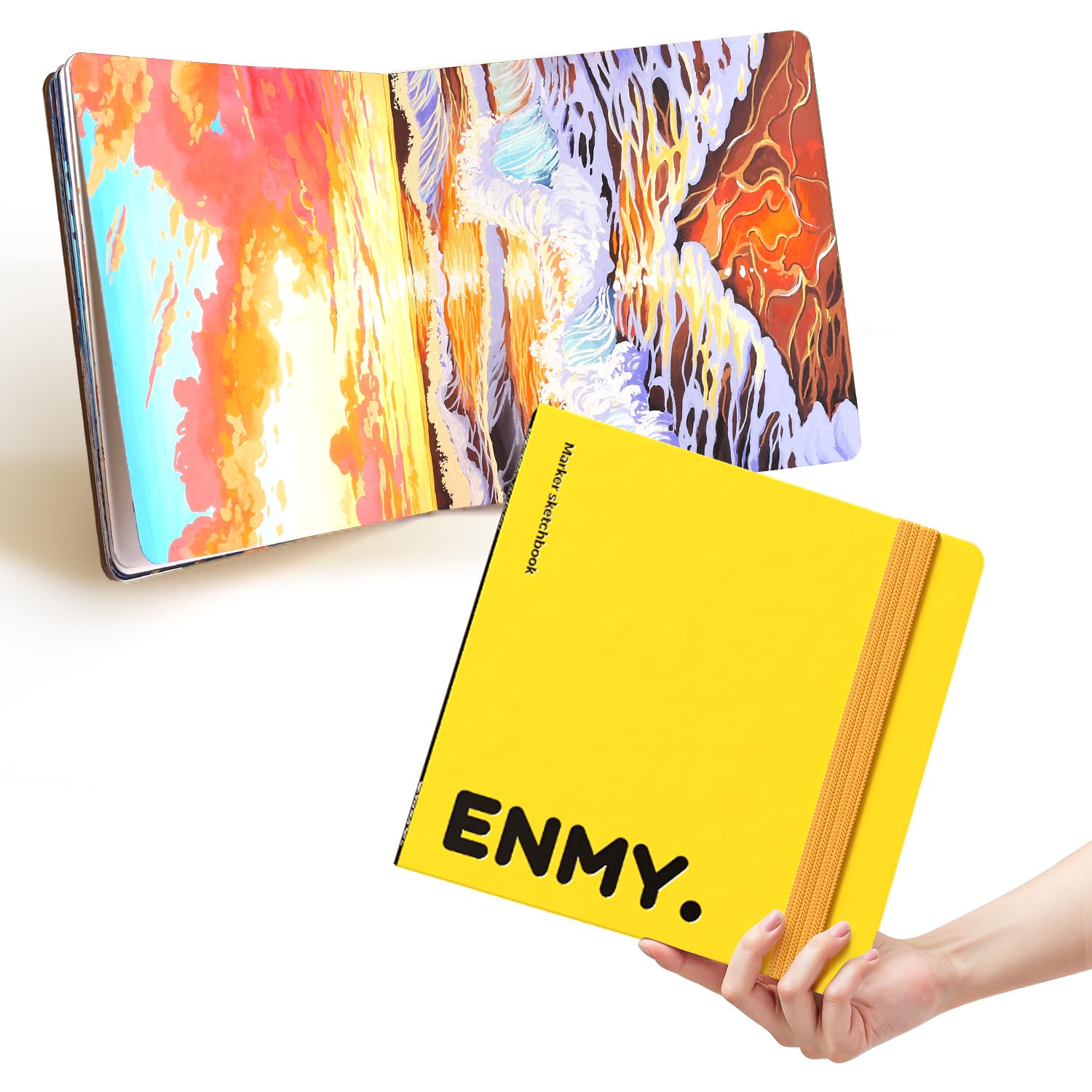 ENMY Acrylic Marker Sketch Pad, 6.7Γ6.7 Bleed-Proof Marker Paper,140lb/300gsm Heavyweight Sketchbook, 30 Sheets Drawing Pad Glue-Bound with Hard Backing for Artists, Students (LοΌ6.7Γ6.7 inchοΌ)