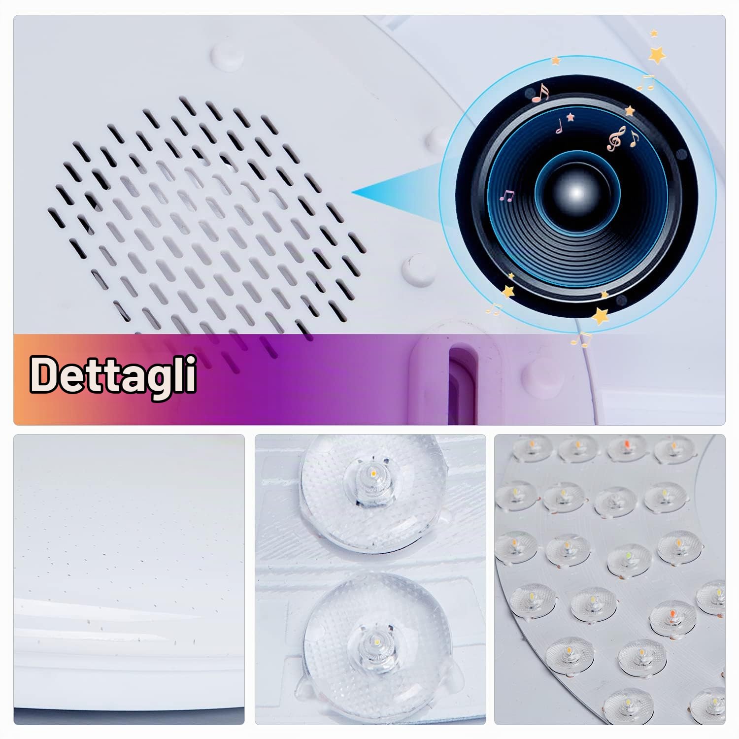 Φ40cm 45W Sternenhimmel Musik Deckenlampe Kompatibel Mit Google Home Kompatibel Mit Bluetooth Lautsprecher Deckenleuchte LED RGB Farbwechsel Dimmbar für Küche Schlafzimmer Badezimmer