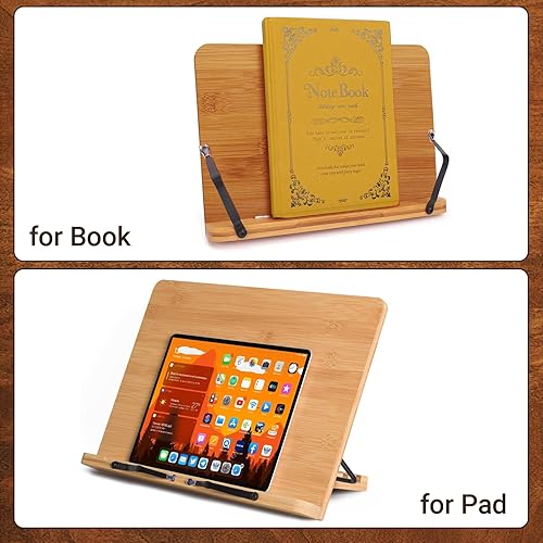 Miniatura 6 de Soporte ajustable para libros, estable y ligero, soporte de madera para libros de texto, bíbliarecetaalmohadillalecturabandeja de libros de cocina