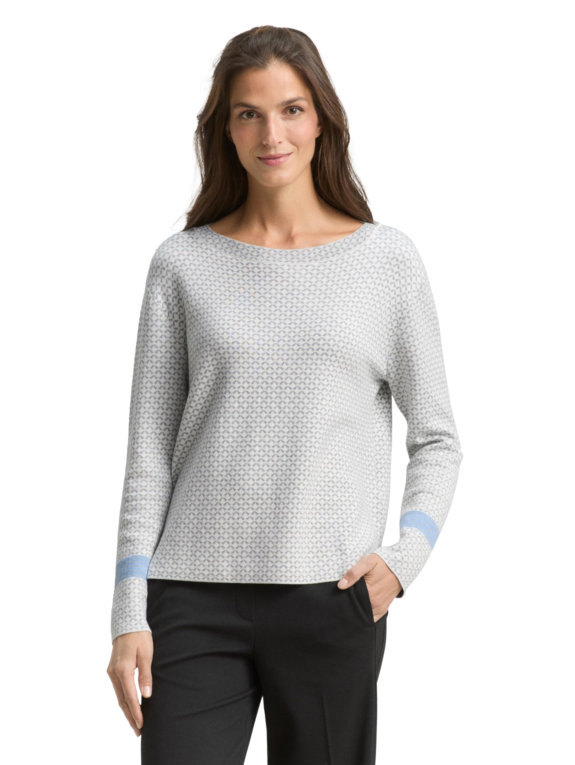 TOM TAILOR Damen 1049123 Loose Fit Jacquard Strickpullover