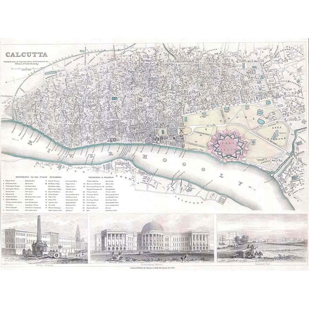 Wee Blue Coo Geography Map Illustrated Antique Sduk Calcutta Art Print Poster Wall Decor 12X16 Inch
