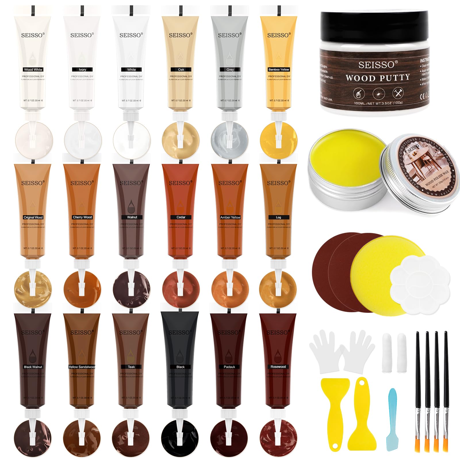 Kit Riparazione Legno - 18 Colori Di Stucco Per Graffi, Buchi E Crepe Su Parquet, Mobili E Pavimenti