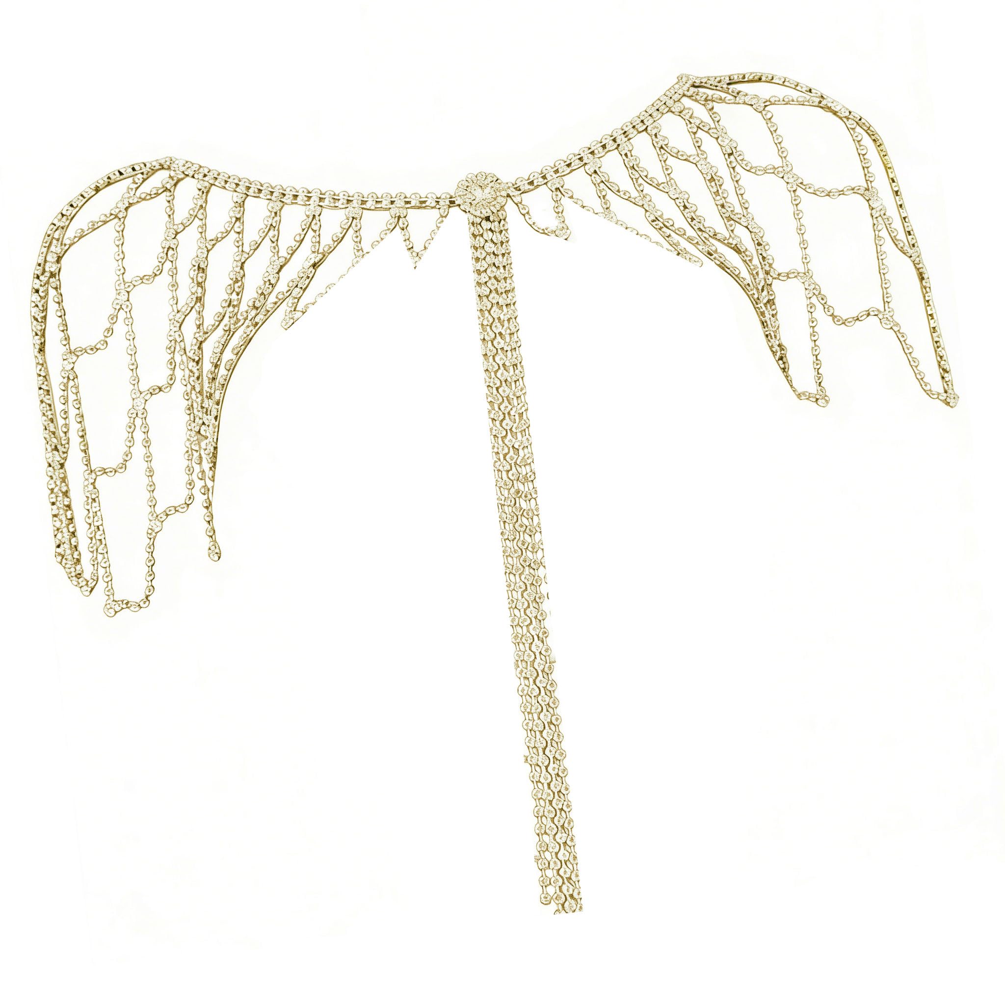 Catena per il corpo con frange di strass scintillanti, gioielli per eleganti eventi di nozze e occasioni speciali gioielli da sposa