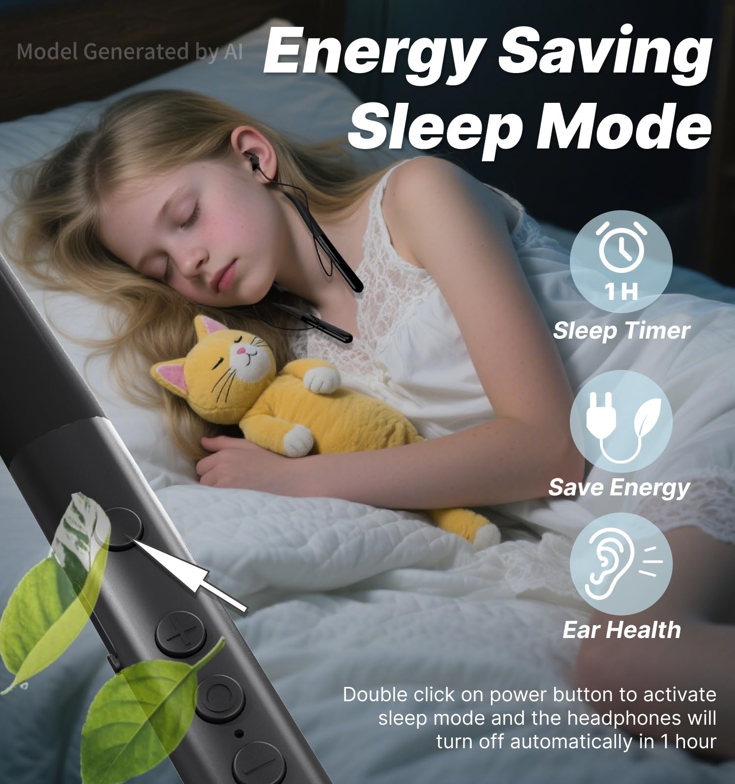 Hmusic Cuffie Bluetooth Sleep con archetto da collo, auricolari wireless per dormire, 12+ ore di riproduzione, auricolari in morbido silicone con microfono per insonnia, dormire, russare, rilassamento