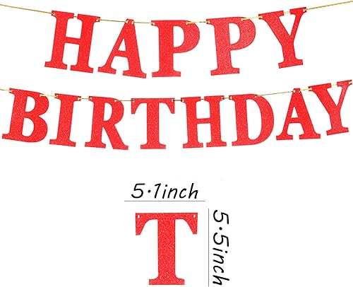 Miniatura 2 de Cartel de feliz cumpleaños para niños, bebés, adultos, niños y niñas, pancarta de decoración de fiesta (rojo 1)