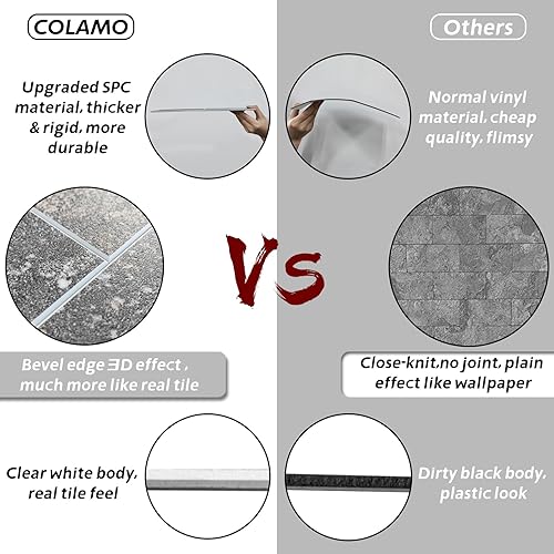 Miniatura 7 de COLAMO Swatch - Azulejo rígido de metro grande de 3 x 6 pulgadas, para despegar y pegar, autoadhesivo, adhesivo en muro de cocina, superficie