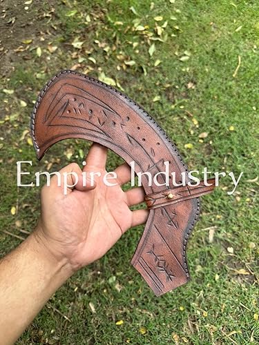 Miniatura 4 de Empire Industry - Caza de acero J2 hecha a mano personalizada de 15 pulgadas de largo Egytian Mini Khopesh con funda de cuero, agarre envuelto en