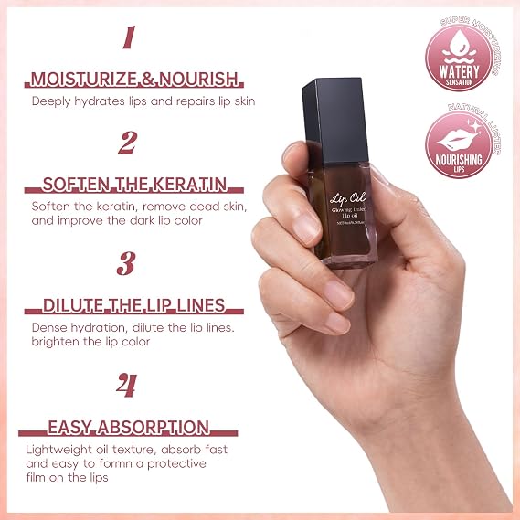 Noerrors Dark Brown Lip Liner and Gloss Set, Plumping Stain with Moisturizing Lip Gloss Combo, High Shine Matte Kit, Nourishing Tinted Lips Glow Oil Long-Lasting Waterproof Care Makeup for Women