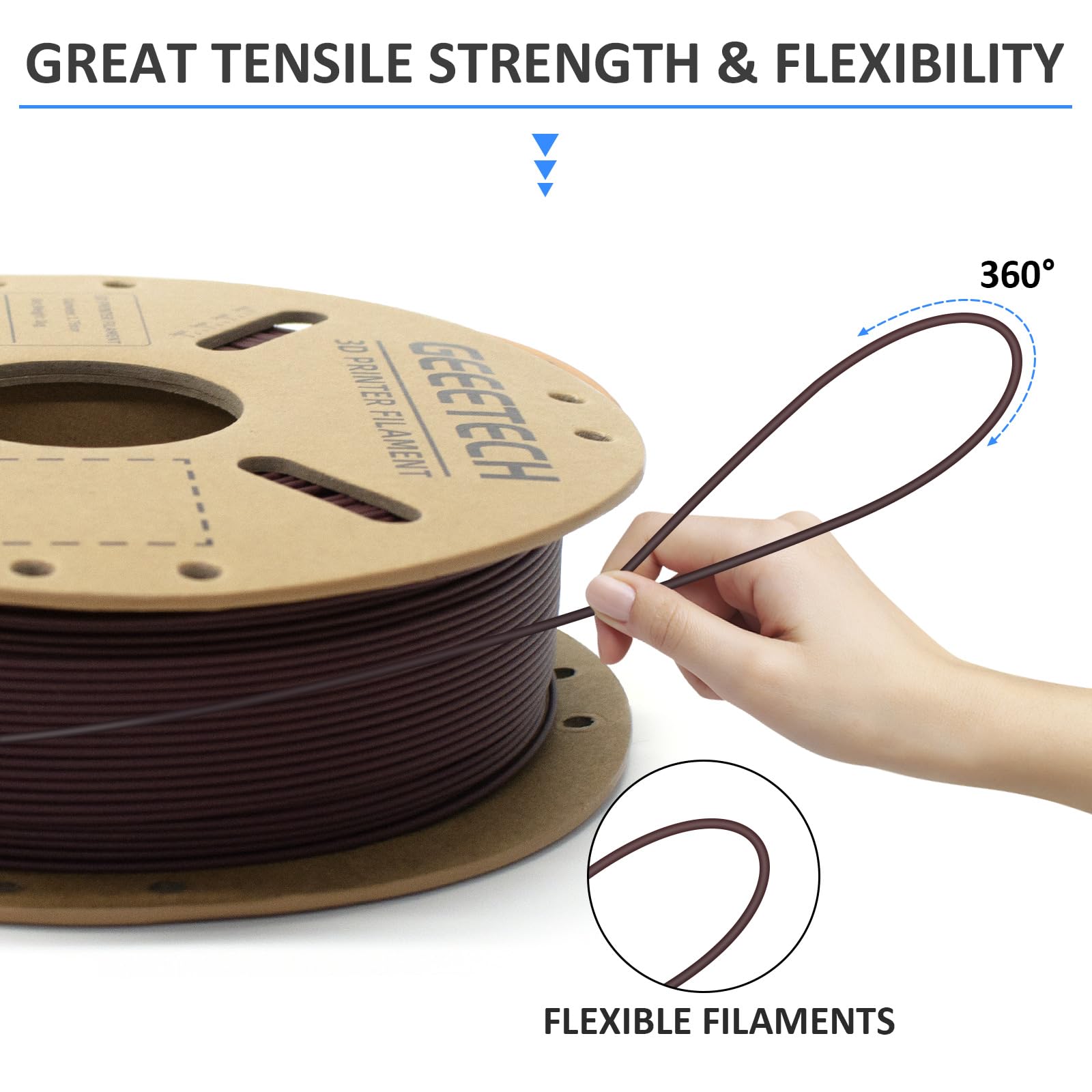 GEEETECH Filamento PLA in fibra di carbonio, filamento CF PLA 1.75 +/- 0.03 mm, bobina da 1 kg per stampante 3D, rosso mattone