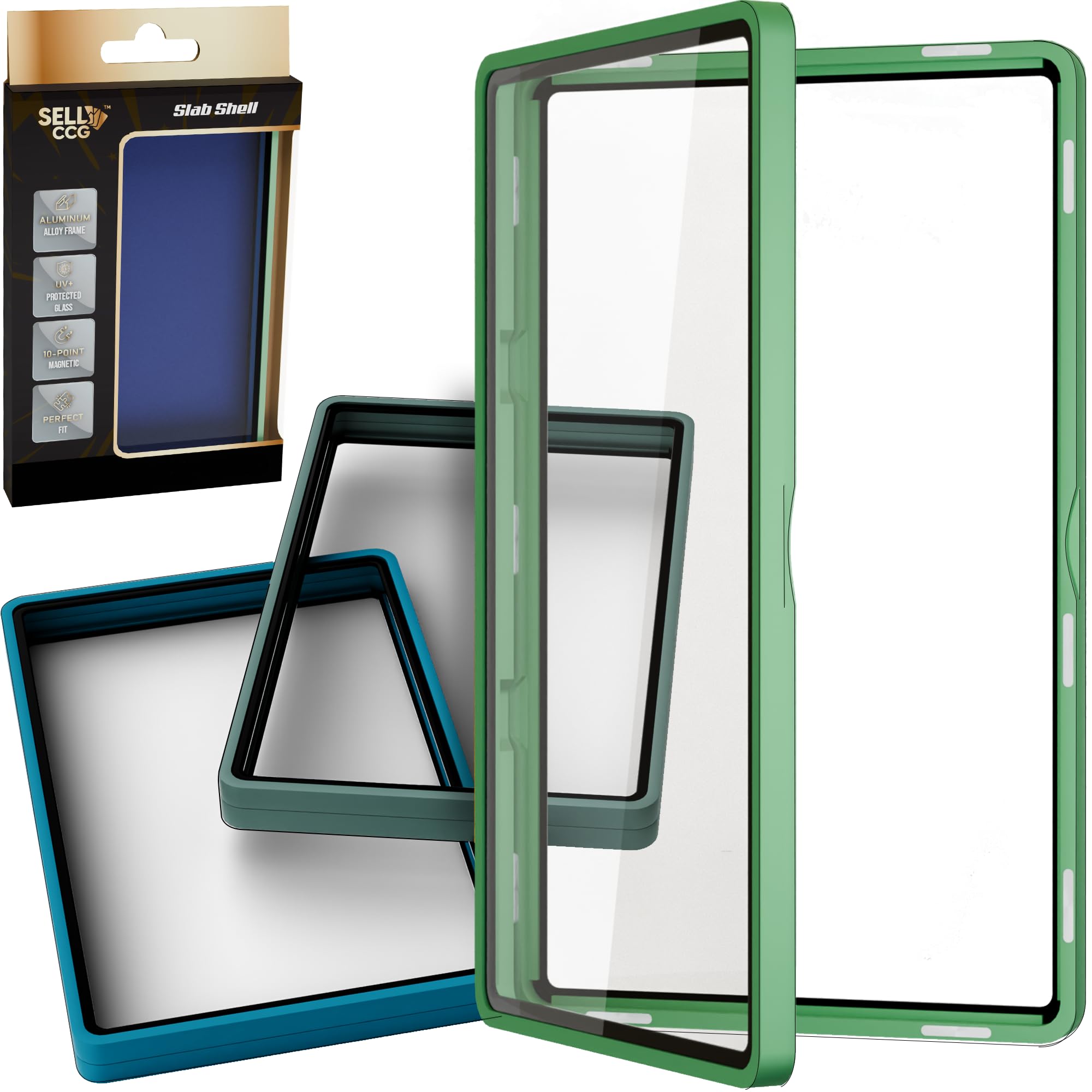 Protector de tarjetas PSA de metal con tres estuches magnéticos anti UV 8