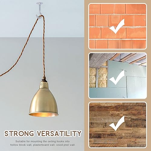 Miniatura 6 de Wokape 32 ganchos de techo de acero al carbono resistentes M5 × 75 para fijación de pared, ganchos de techo para colgar plantas