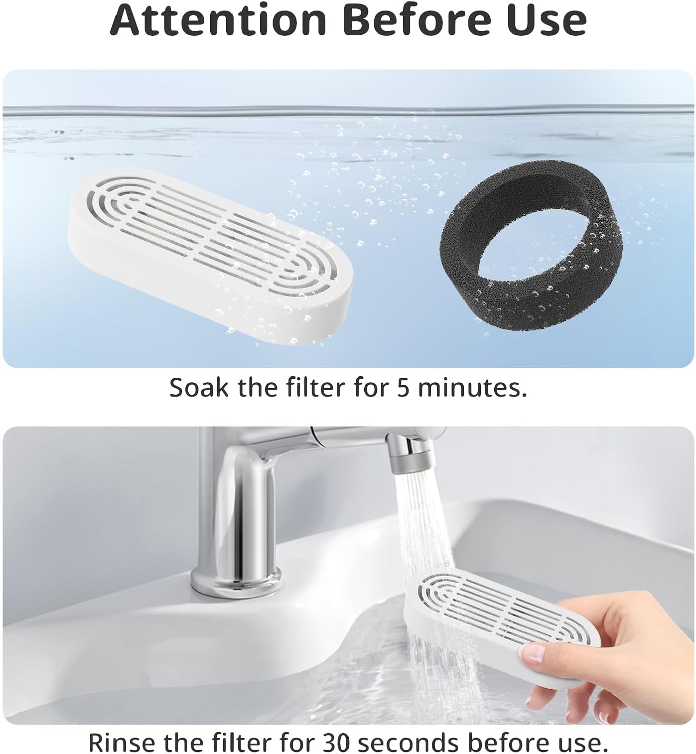 Cat Water Fountain Filter Pet Drinking Fountain Filter for 3.2L/108oz Cat Drinking Fountain and 4L/134oz Stainless Steel Pet Water Fountain (9 Filters & 9 Pre-Filter Sponges) - Image 5