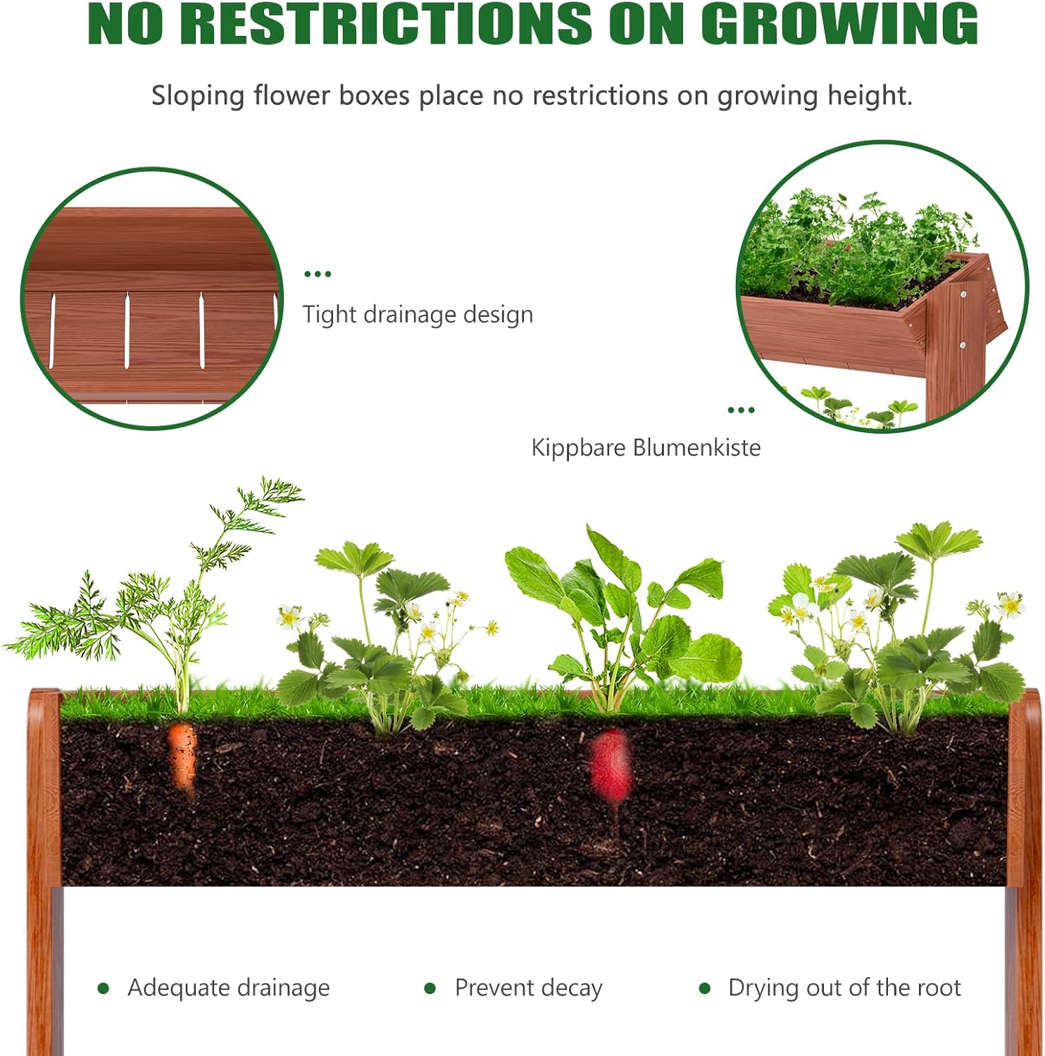 Wooden Vertical Raised Garden Bed, 5 Tier Garden Planters Raised Beds Freestanding Plant Stand Flower Rack Wooden Planter Box for Plants Herbs Flowers Vegetables Outdoor Indoor Gardening