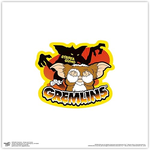 Trends International Gallery Pops Gremlins - Arte de pared a rayas y Gizmo, versión sin marco, 12 x 12 pulgadas