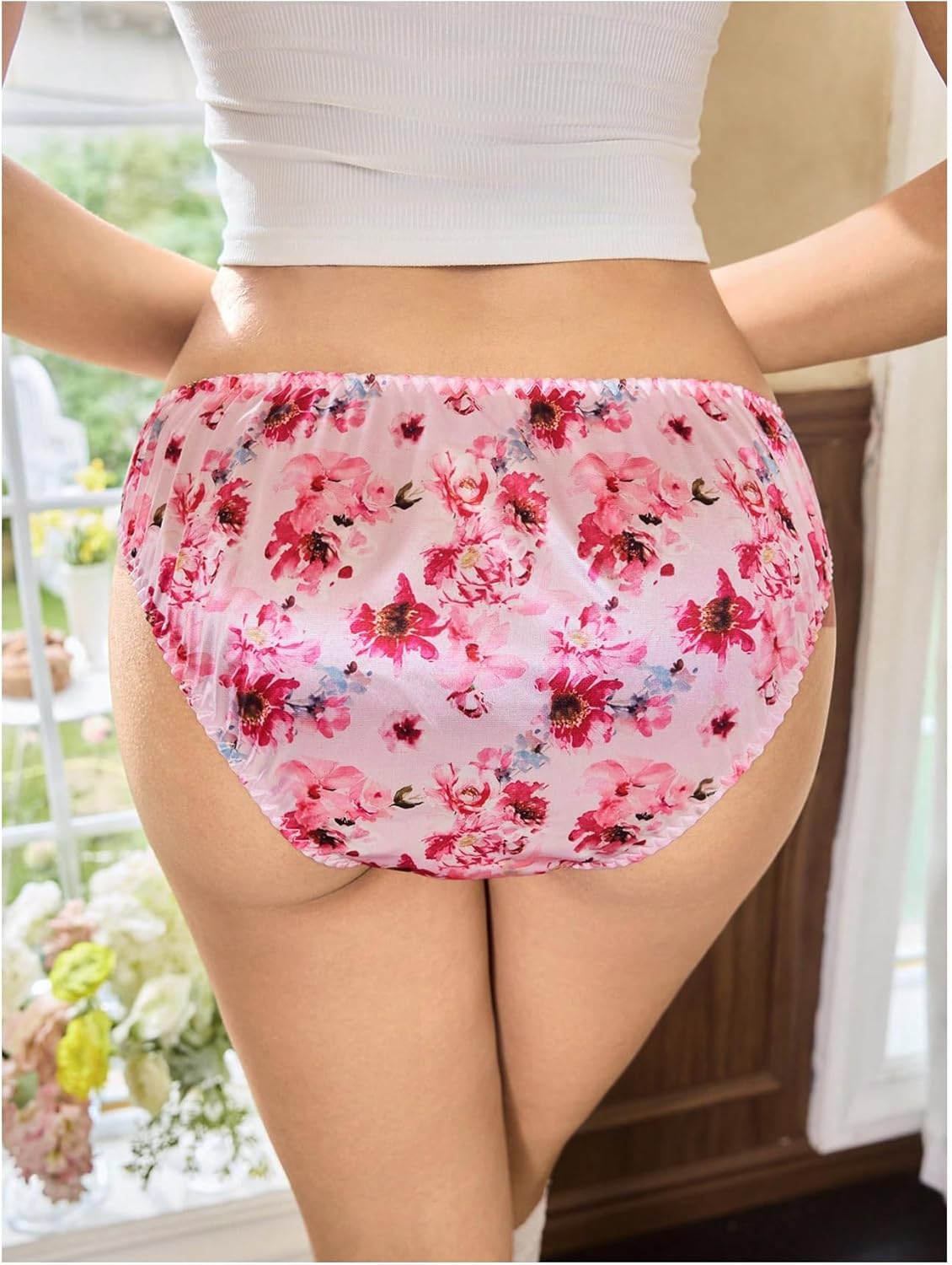 SHENHE Women's Bikini Underwear Cute Floral Bow Panty Low Rise Breathable Coquette Underwear - Image 2