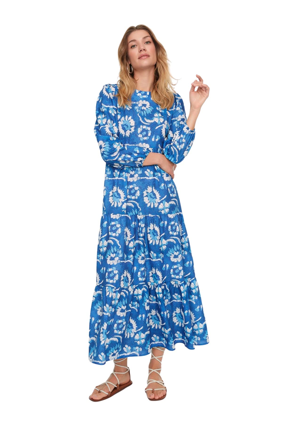 Trendyol Women Modest Maxi Basic Regular Woven Modest Dresses Blue