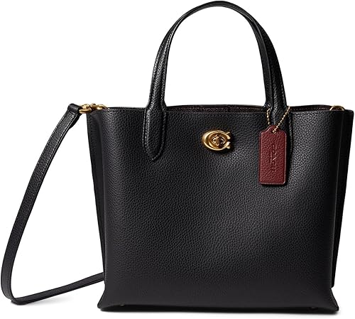 COACH Bolso de sauce de cuero pulido de guijarro 24 negro talla única Negro - Bolso de sauce de cuero pulido de guijarros 24
